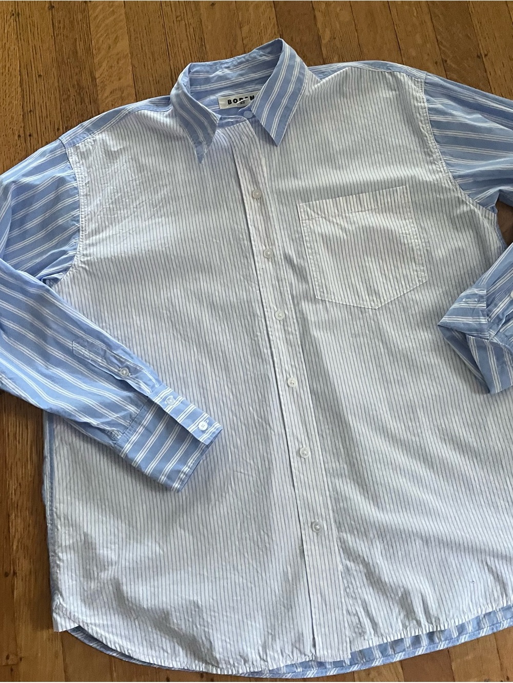 Boden Women's Blue & White Striped Button-Down Shirt